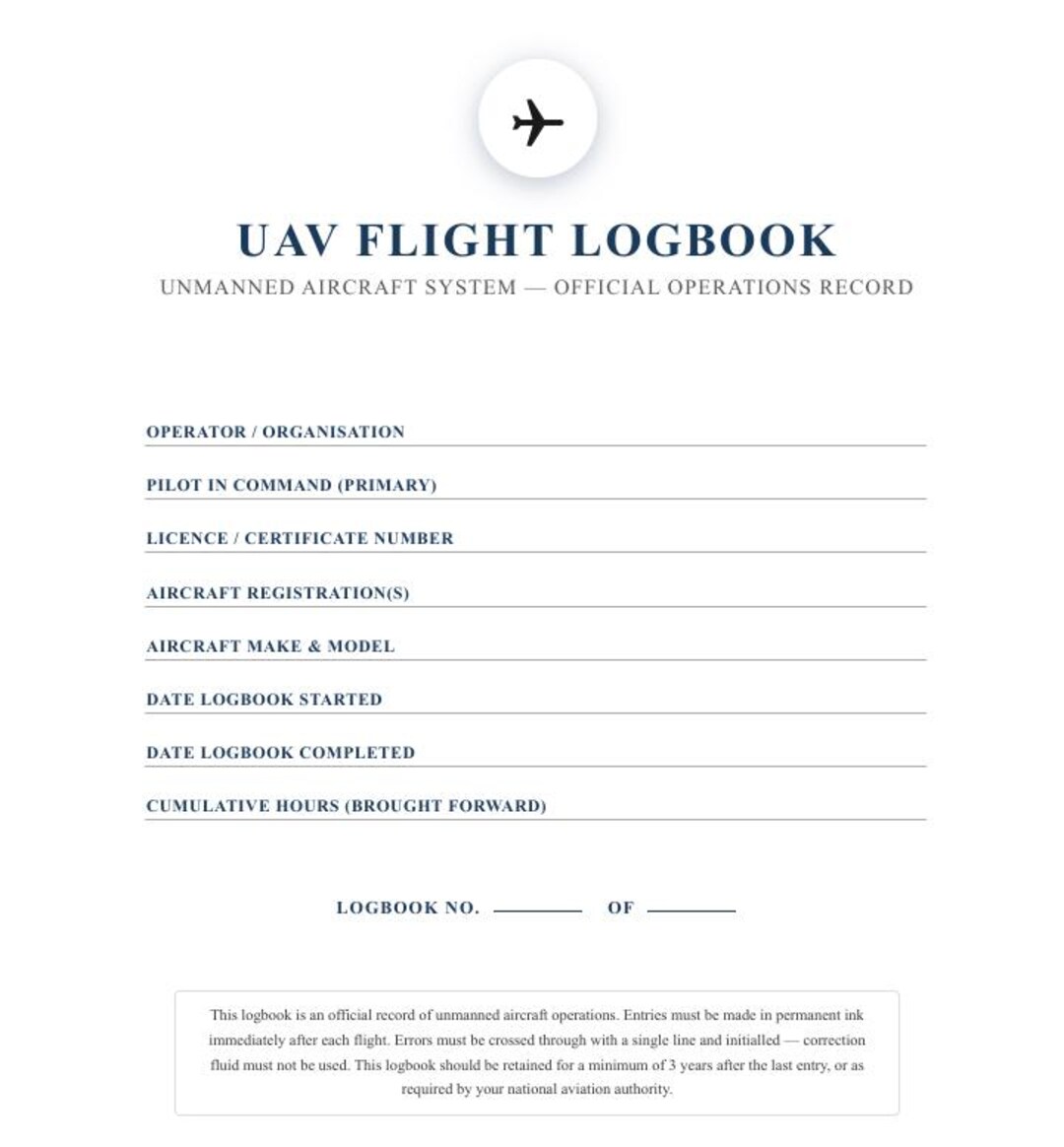 UAV Flight Logbook | Printable PDF | Flight Log, Battery Cycle ...