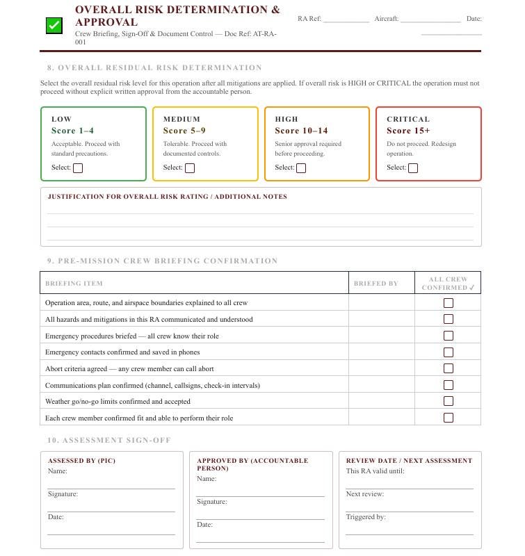 UAV Drone Risk Assessment Form | Printable PDF | Hazard Register ...