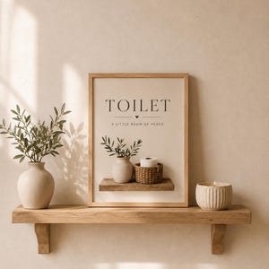 トイレの壁アートプリント、ニュートラルなバスルーム装飾、スカンジナビア風バスルームプリント、ミニマリストなWCサイン、ファームハウス風洗面所の壁アート 画像 7