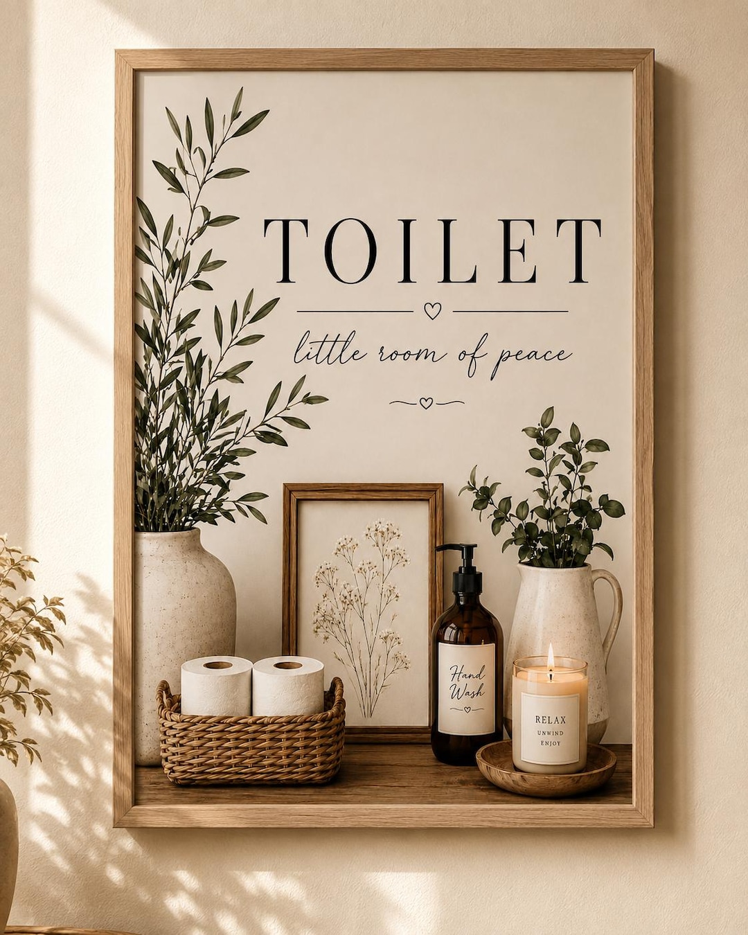 Toilet Wall Art Print, Elegant Bathroom Decor, Downstairs WC Botanical ...