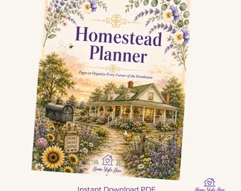 Farmhouse Homestead Planner: Meal Planning, Garden, Animal Care, Home Management PDF Download