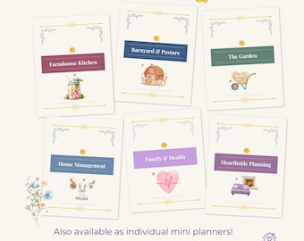 Farmhouse Homestead Mini Planner Bundle: All 6 Section Planners PDF Download