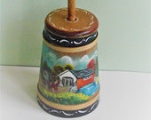 Small Vintage Hand Painted Wood Churn Decorative Butter Churn
