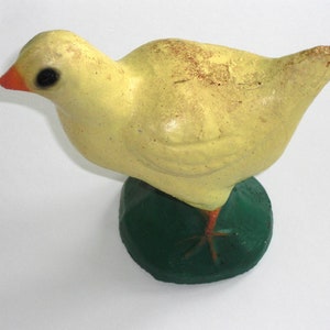 Vintage Yellow Concrete Cement CHICK or Duckling Garden Decor Figurine Statue