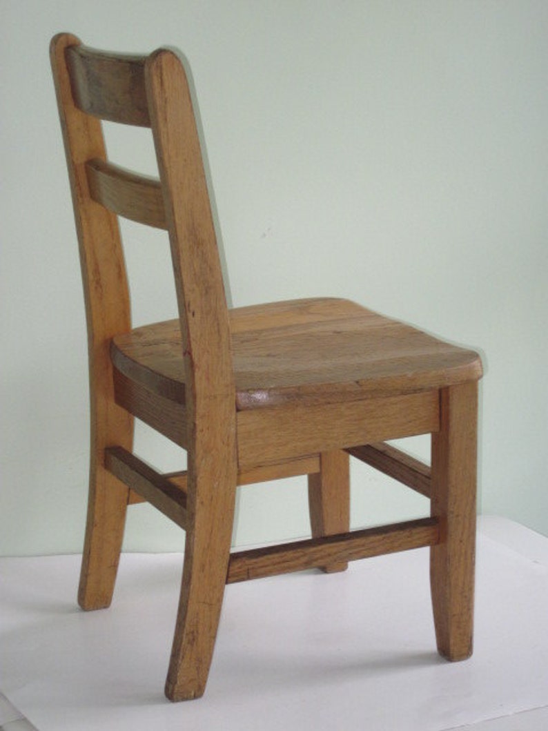 Antique Oak Child's Size School Desk Chair Etsy