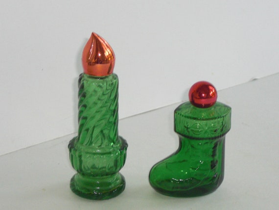 2 Vintage Avon Christmas Perfume Bottles Candle a… - image 2
