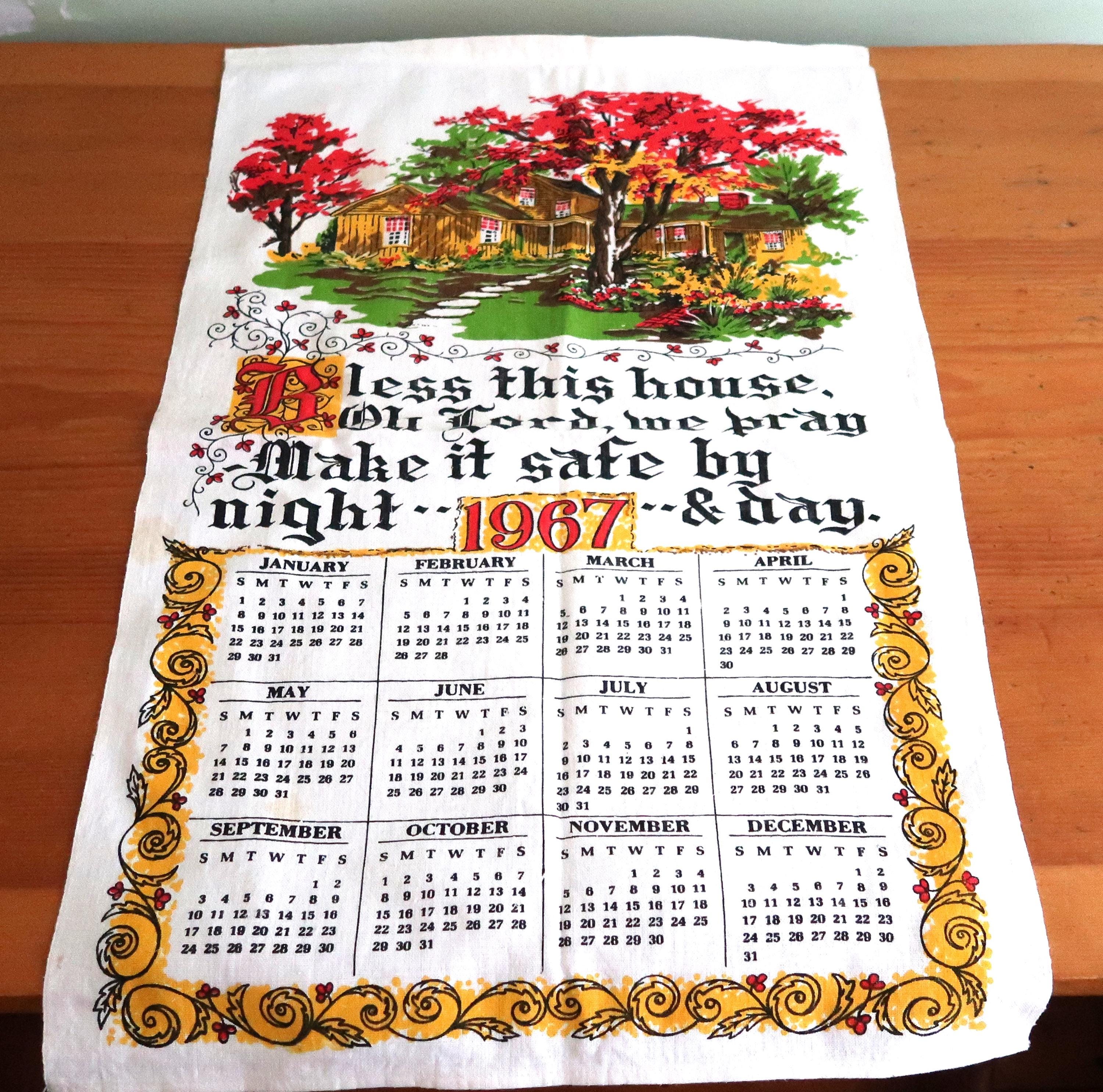 Vintage 1967 Fabric Calendar - Etsy