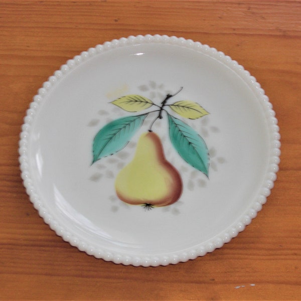 Westmoreland Milk Glass Beaded Edge PEAR Fruit Plate