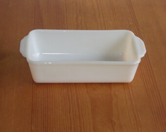 Vintage Fire King Beige Custard Glass Loaf Pan Casserole Dish