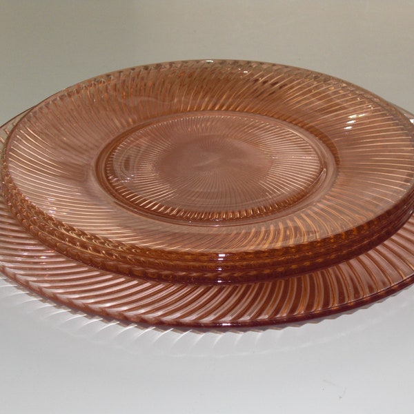 Pink Glass Dinner Plates Etsy