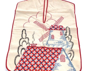 Vintage Muslin Dutch Windmill Clothes Pin Bag