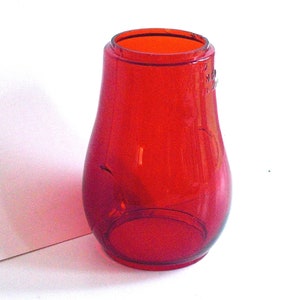 Vintage Dietz Fitzall NY Ruby Red Glass Lantern Shade Globe