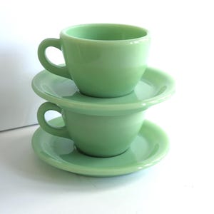 2 Sets Fire King Jadeite Restaurant Ware Cups and Saucers
