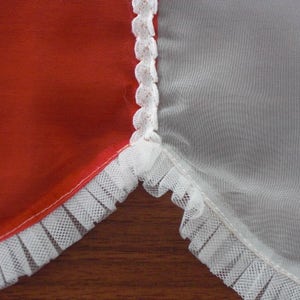 Vintage Red & White Organza Half Apron Handmade image 2