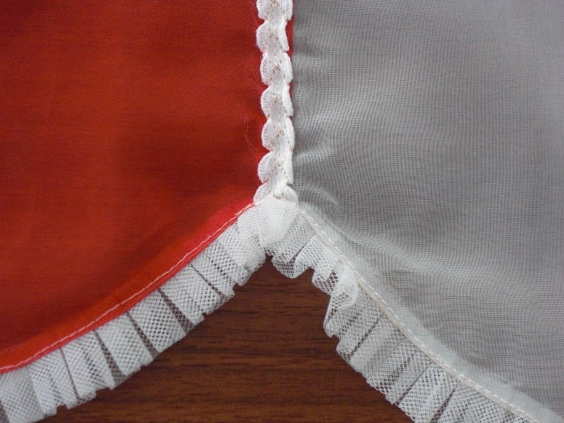 Vintage Red & White Organza Half Apron Handmade image 2