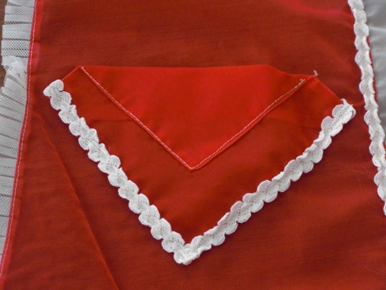 Vintage Red & White Organza Half Apron Handmade image 3