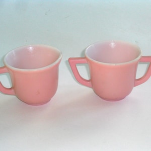 Vintage PINK Moderntone Little Hostess Kids Sugar Bowl Creamer Set by Hazel Atlas