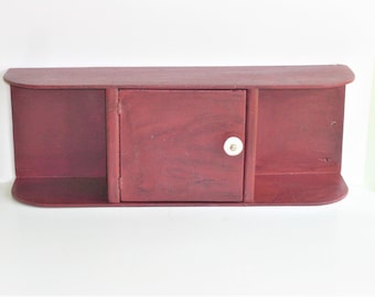 Vintage Red Wood Cupboard Shelf Single Door Shelf