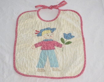 Vintage Quilted Applique Baby Bib