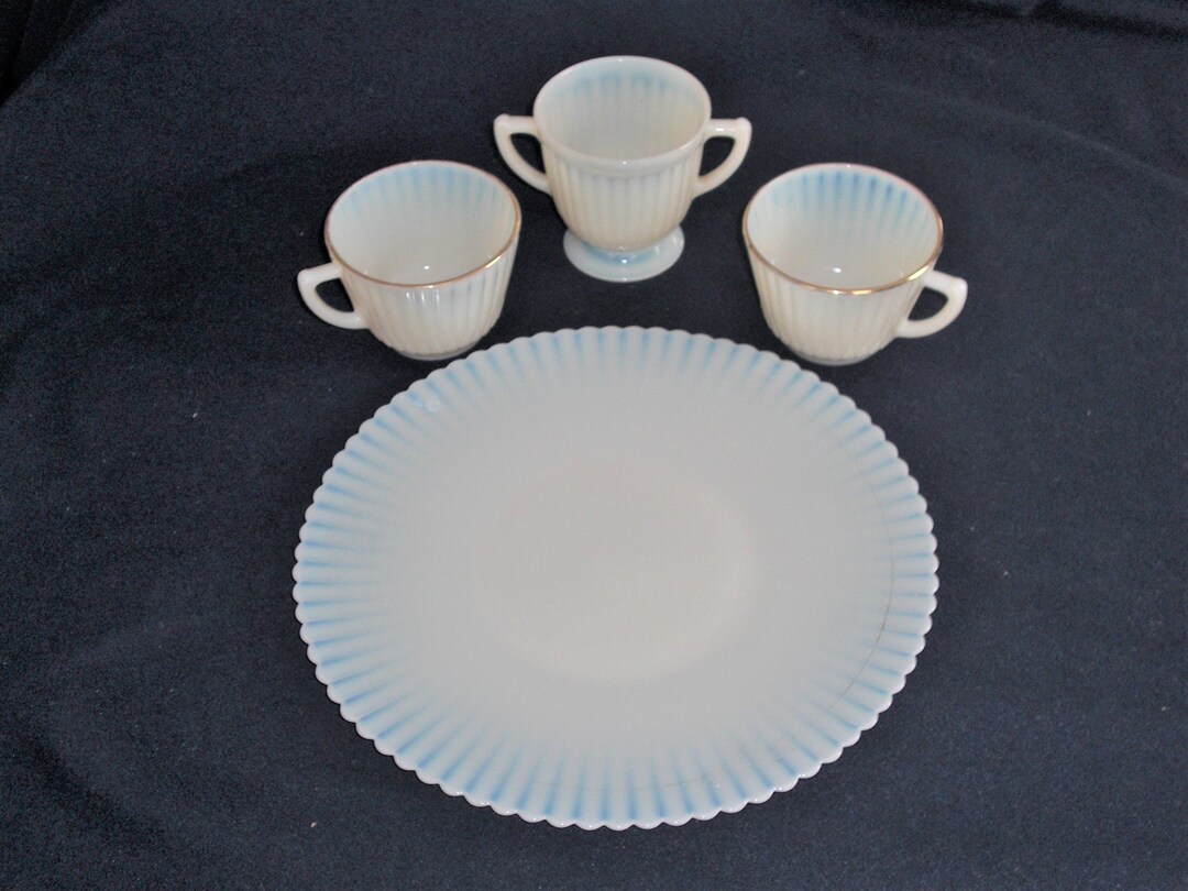 4 Pc. Cremax Petalware Dishes by Macbeth Evans Glass Co. Etsy