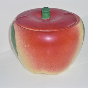 Smaller Size Vintage Hull Pottery BLUSHING APPLE Cookie Jar Grease Jar Canister