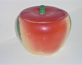 Smaller Size Vintage Hull Pottery BLUSHING APPLE Cookie Jar Grease Jar Canister