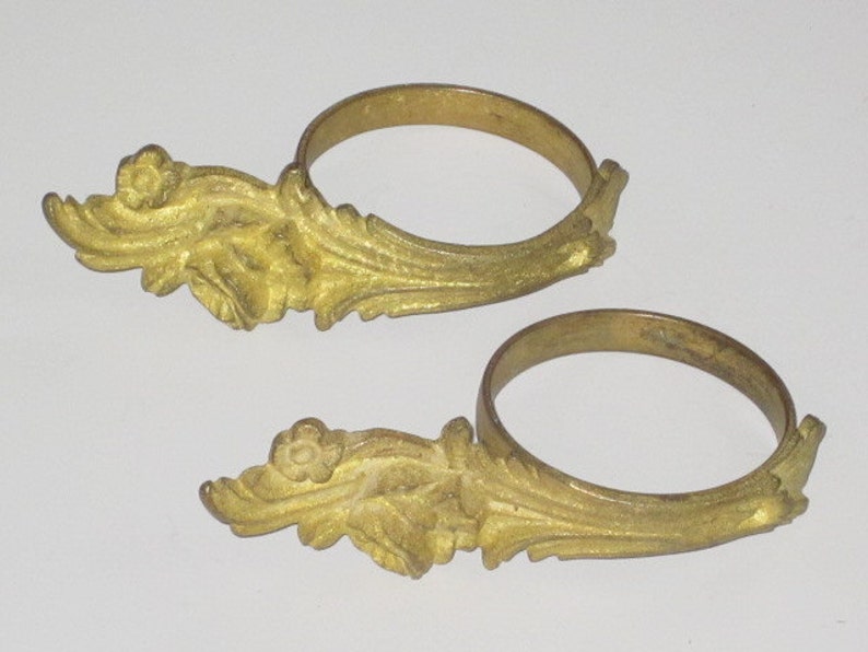 Pair Vintage Gilded Brass Curtain Drapery Tie Backs Holders Etsy
