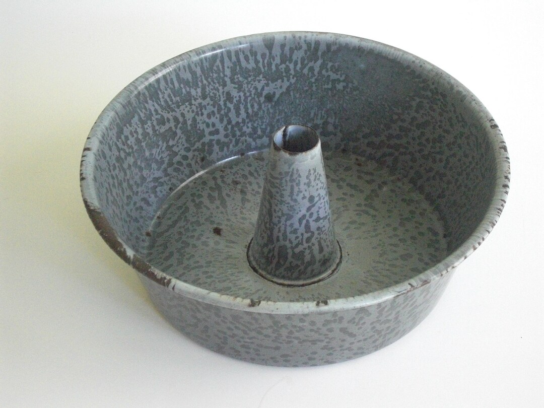 Vintage Gray Graniteware Bunt Cake Pan Jello Mold Etsy