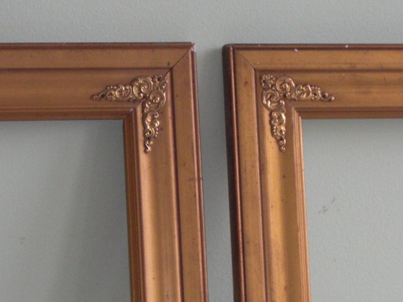Pair Vintage Gold Tone Wood Frames With Decorative Metal Etsy