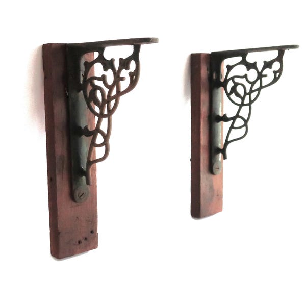 Pair Vintage Scrolly Iron Shelf Brackets