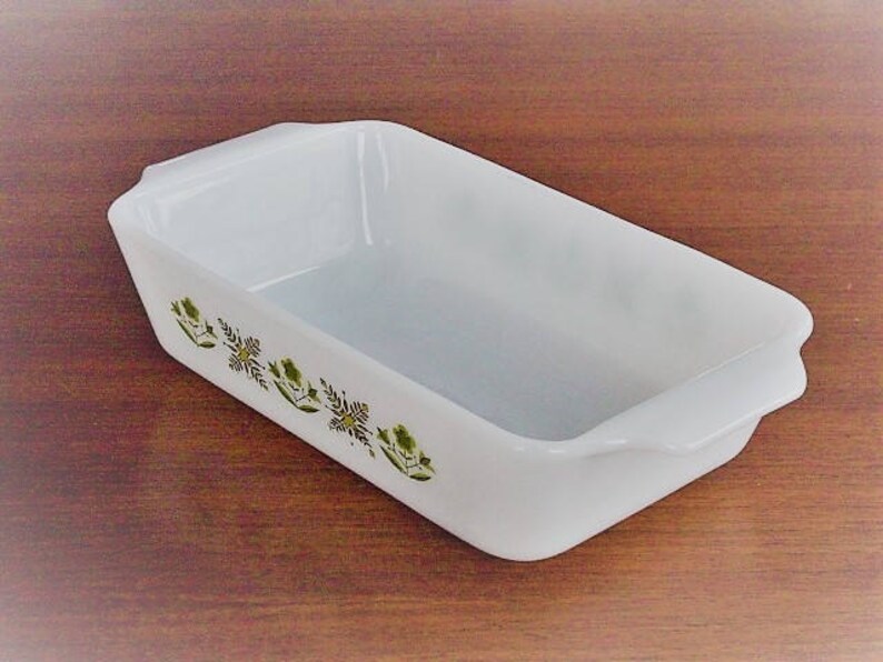 Fire King Meadow Green Loaf Pan Casserole Dish