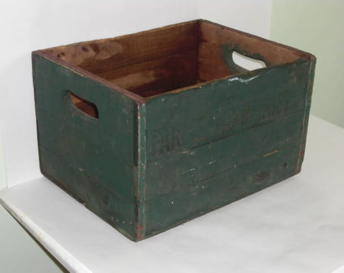 Antique Green Wood Dairy Milk Bottle Box Crate Farmland Dairy Etsy