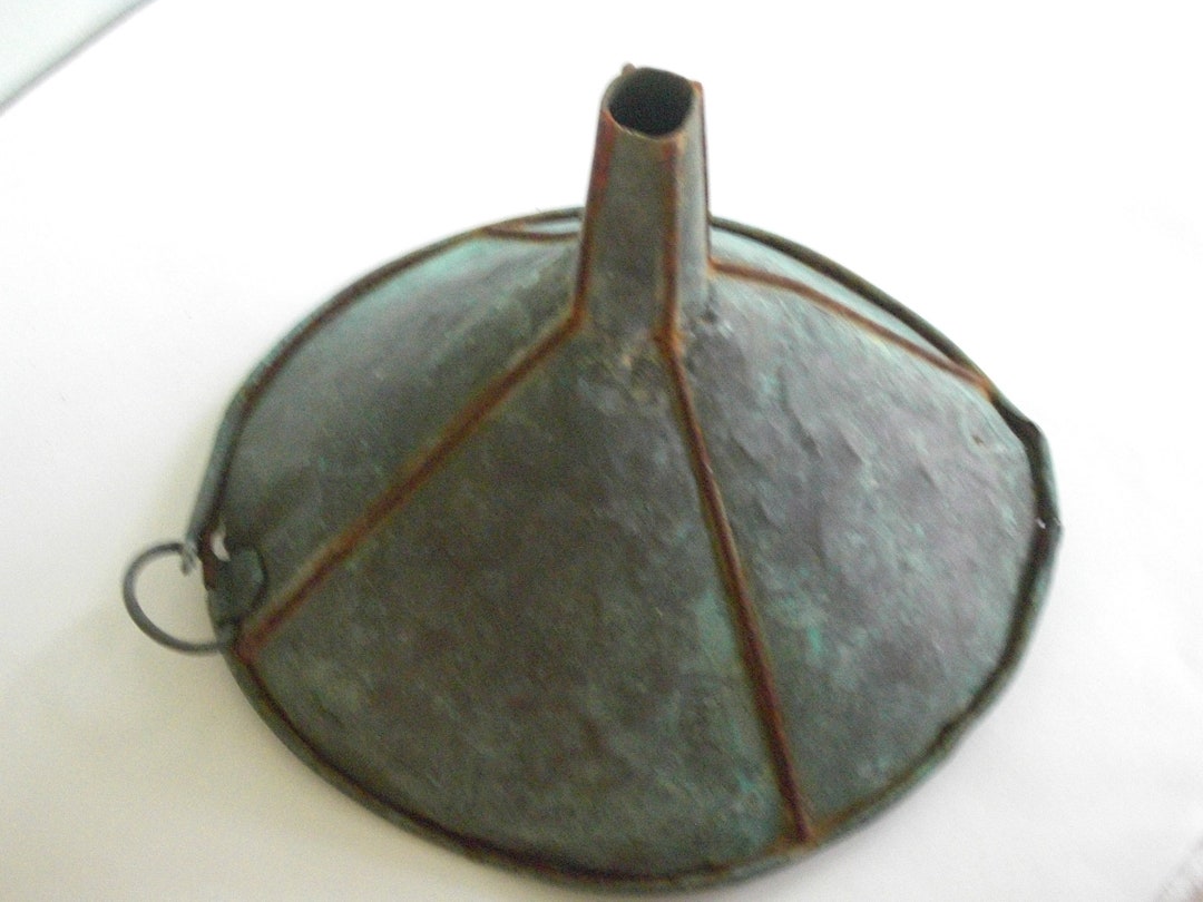 Large Antique Rustic Metal Farm Funnel 12