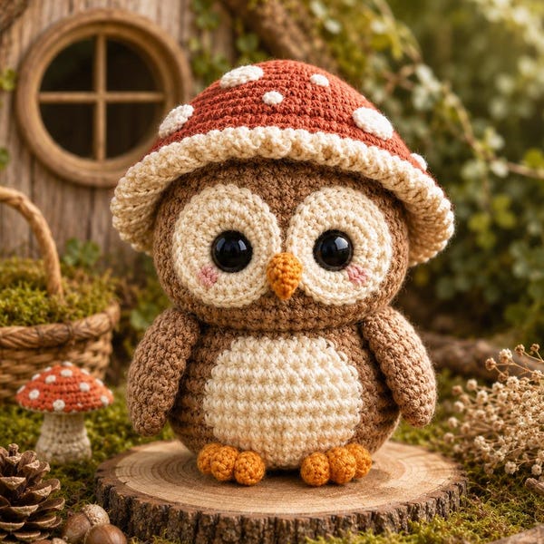 Haakpatroon babyuil pdf, lage naai amigurumi uil pluche tutorial, schattige bosvogel, beginner gehaakte knuffel digitaal patroon, doe-het-zelf speelgoed