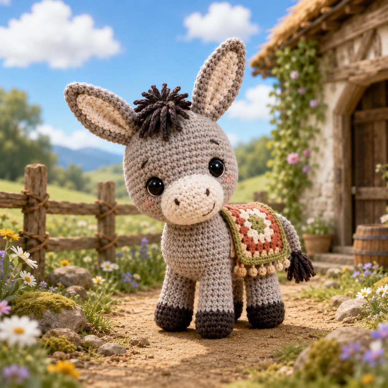 30 Donkey Crochet Patterns for Farm Animal Fans, Gifts, and Nursery Decor 18 Low-Sew Donkey with Mini Saddle Blanket