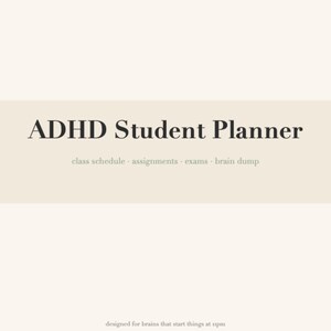 ADHD Student Planner Printable, Class Schedule + Assignment Tracker + Exam Countdown + Brain Dump, College School PDF, A4 & US Letter