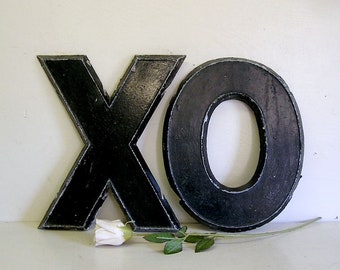 set of 2, 12" vintage marquee letters, X, O, theater, industrial, cast aluminum letter, Adler Sign Co, other letters available