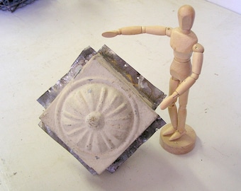 vintage tin ceiling, antique tin tile, architectural salvage, 4" x 4" tin squares