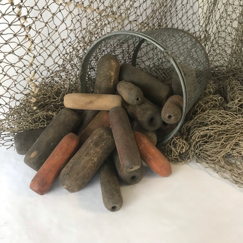 One vintage wood float fishing net float nautical decor Etsy