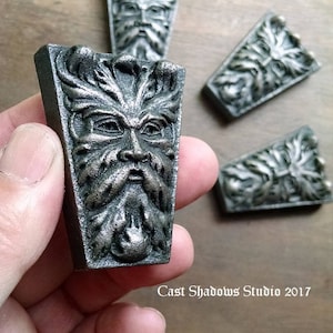 Green Man Keystone, Blackened Iron, petite Green Man, Architectural Ornament, Cast Shadows Studio