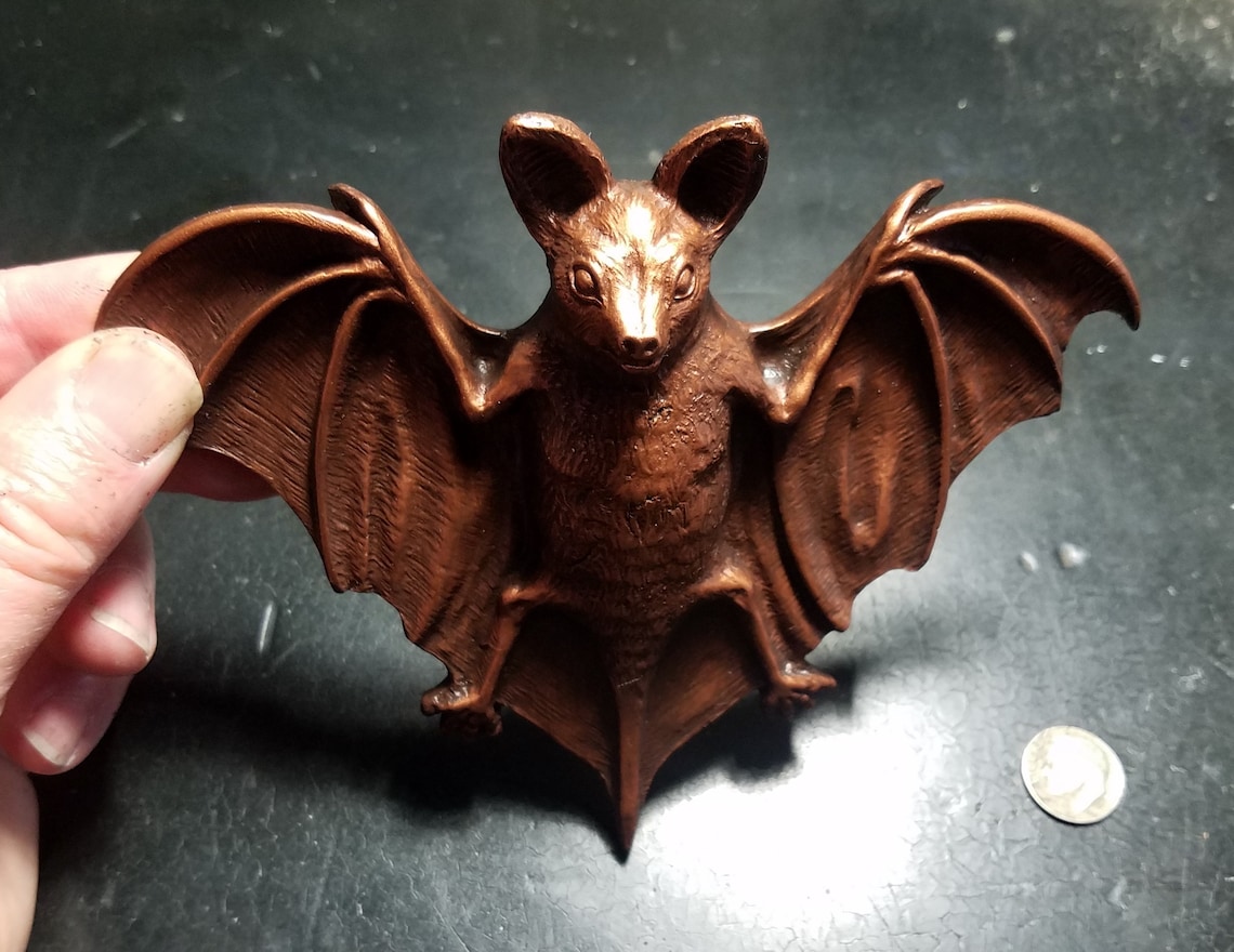 The Victorian Bat sculpture in Aged Copper finish cute bat | Etsy