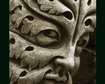 Hombre Verde de Bamberg, rostro de hoja de piedra artificial, hombre verde, adorno de jardín, elemento renacentista, escultura medieval, ménsula gótica tallada, Chalifour