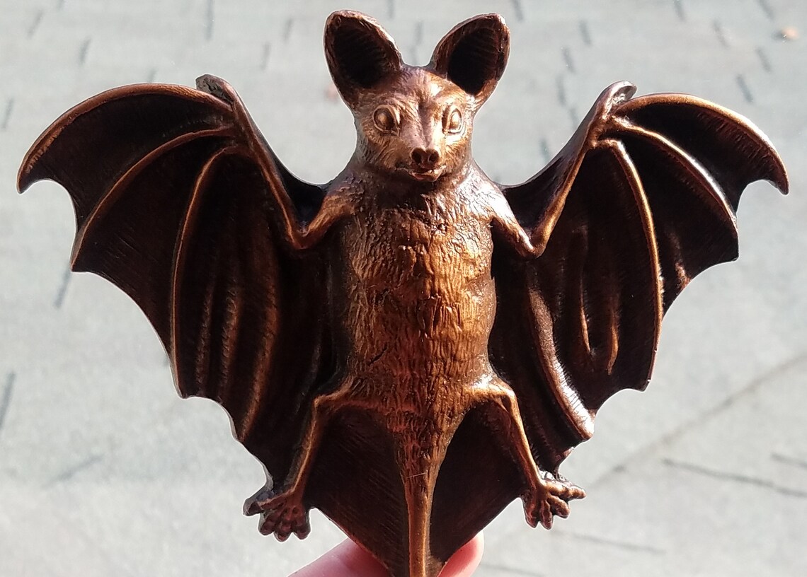 The Victorian Bat sculpture in Aged Copper finish cute bat | Etsy