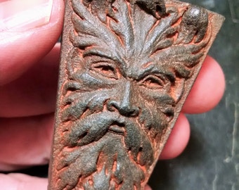 Weathered Iron finish Greenman Keystone-Small Victorian Architectural Ornament