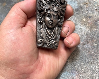 Reserved Listing for Dominic, Victorian Women's face architectural ornament Blackened Iron finish.