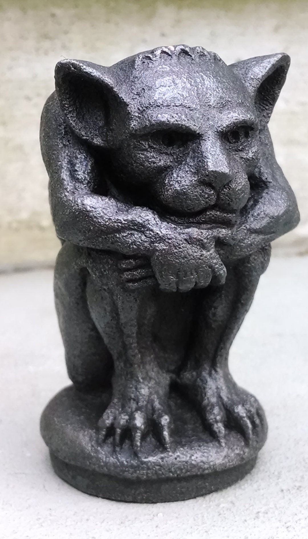 Gothic Imp Gargoyle, Small Irving in Blackened Iron, Cast Shadows