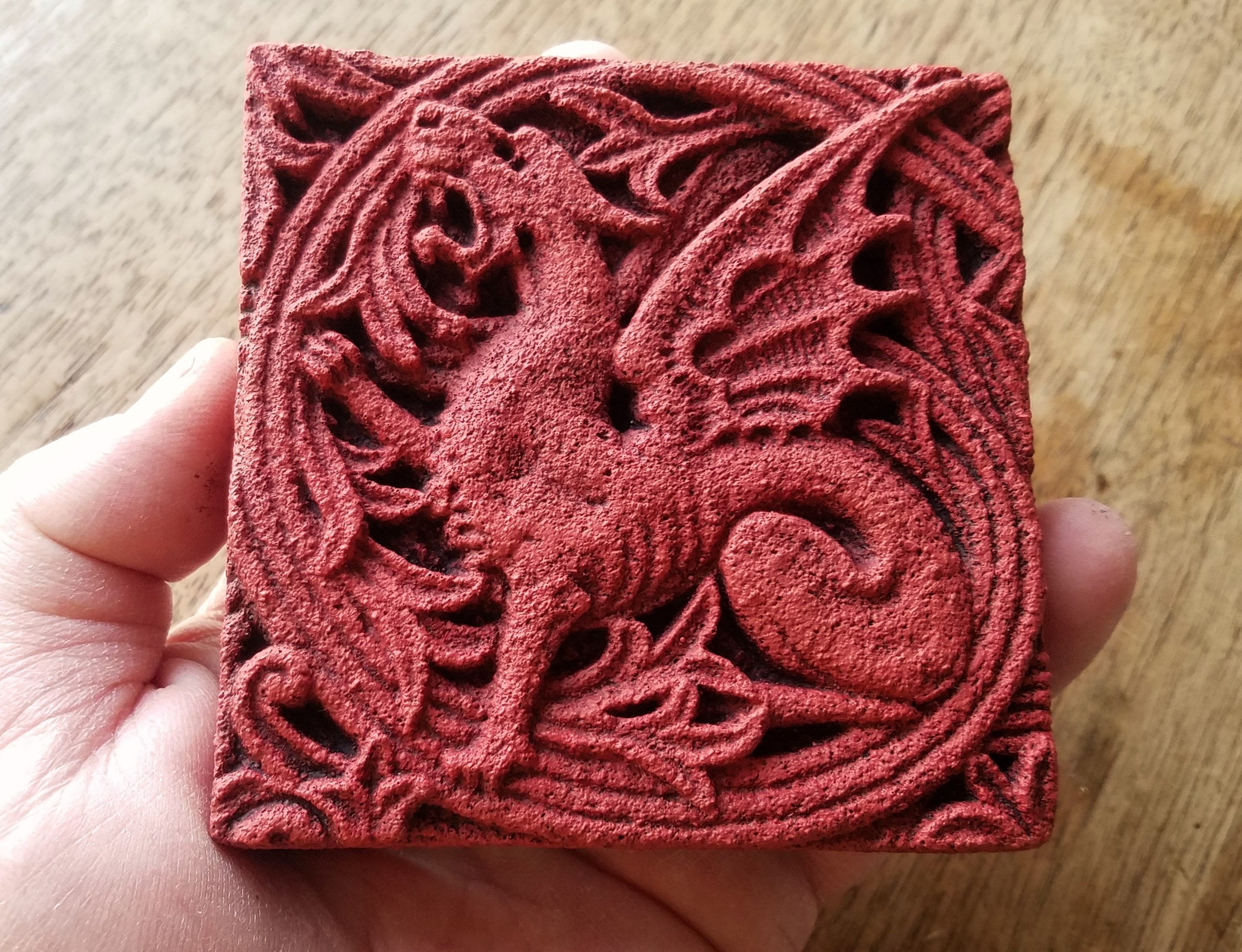 The Red Dragon Tile Victorian Gothic Stone Carving Cast Etsy UK