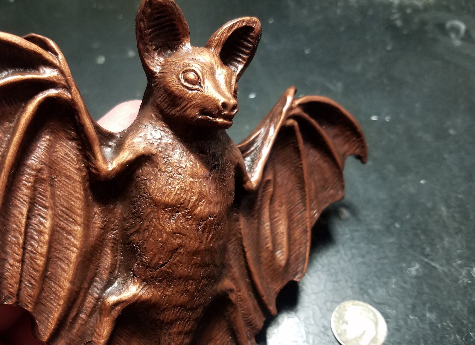 The Victorian Bat sculpture in Aged Copper finish cute bat | Etsy