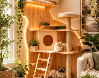 Planos para rascador de gatos de esquina para armar uno mismo, planos modernos de carpintería (descarga en PDF)