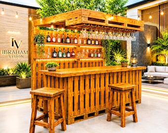Planos para construir una barra de bar con palets / Guía de construcción de muebles de madera para exteriores (Descarga en PDF)